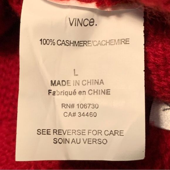 VINCE Cashmere Scoop Neck Sweater Red Cardigan size Large - Picture 13 of 15
